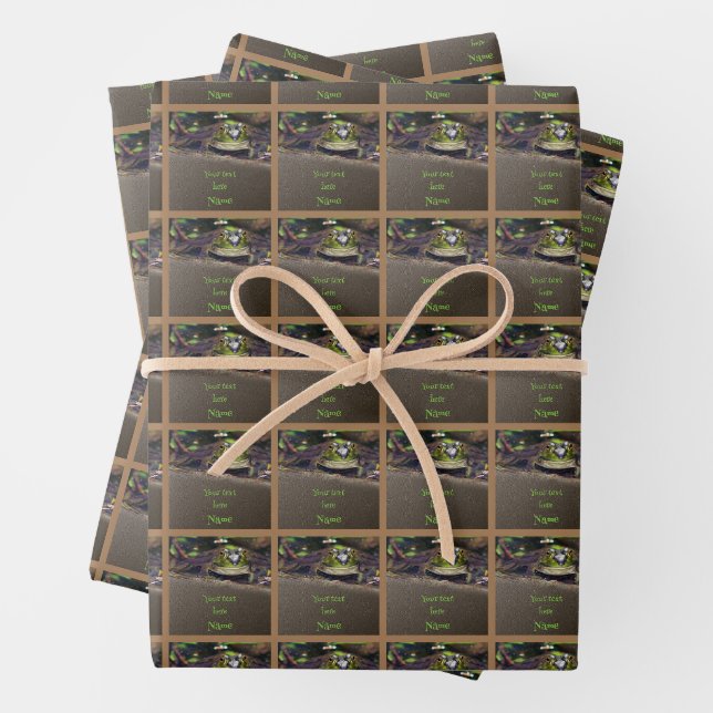 Cute Frog Face Animal Personalized Wrapping Paper Sheet (In situ)