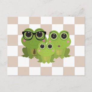 Cute Frog Family – Mom Dad Baby Frogs Postcard