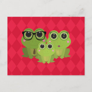 Cute Frog Family Postcard – Mom Dad Baby Frogs