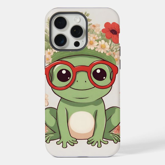 Cute Frog Flower Headband iPhone Case (Back)