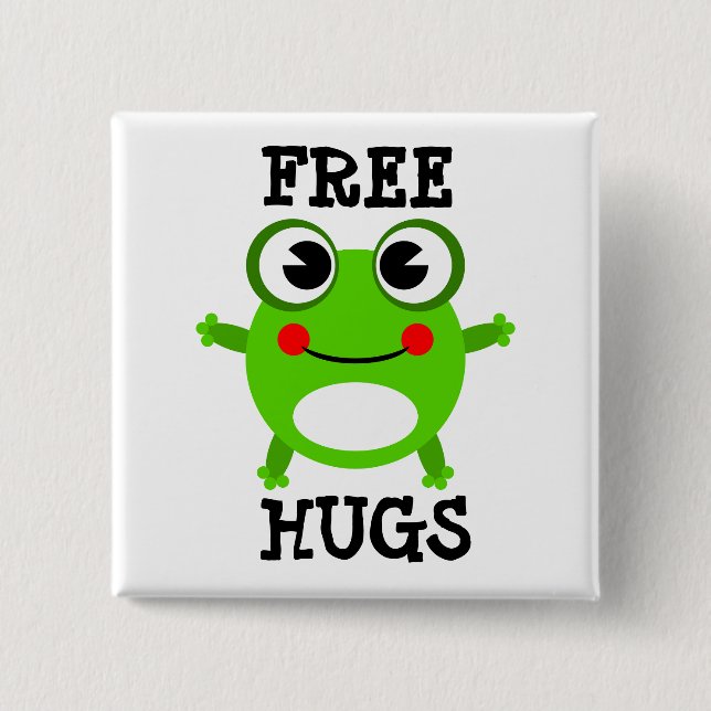 Cute Frog, Free Hugs Button (Front)