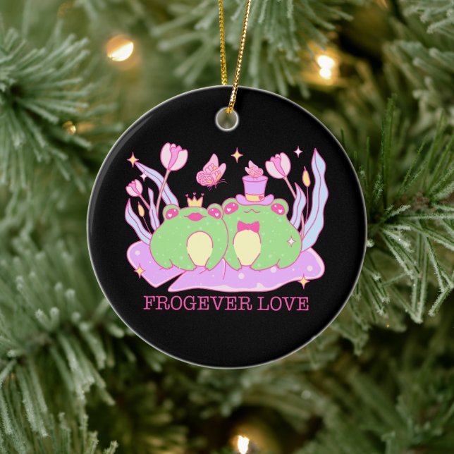 Cute Frog - Frogever Love Ceramic Ornament (Tree)