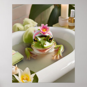 Cute Frog, Fun Bathroom Art, Gift Idea Poster