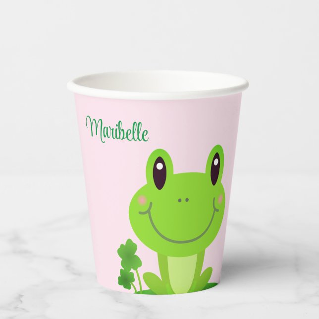 Cute Frog Girl Room Paper Cups (Front)