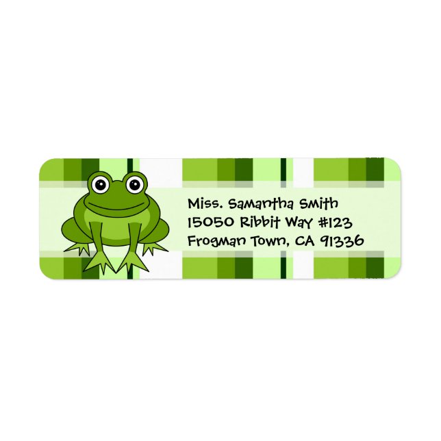 Cute Frog Green Stripe Return Address Labels (Front)