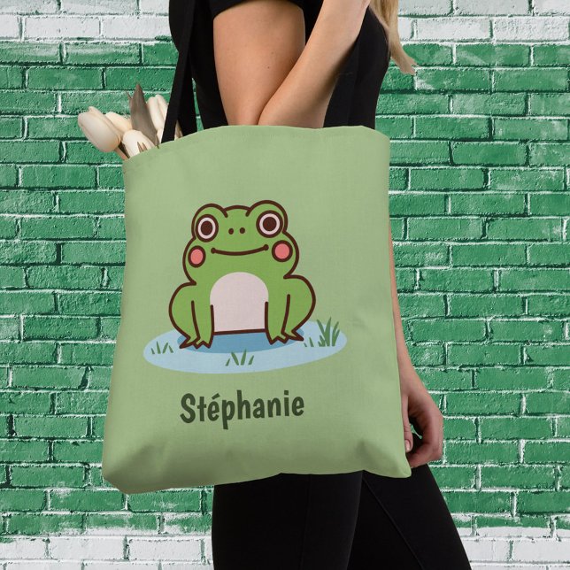 Cute Frog Green Tote Bag (Cute Frog Tote Bag)