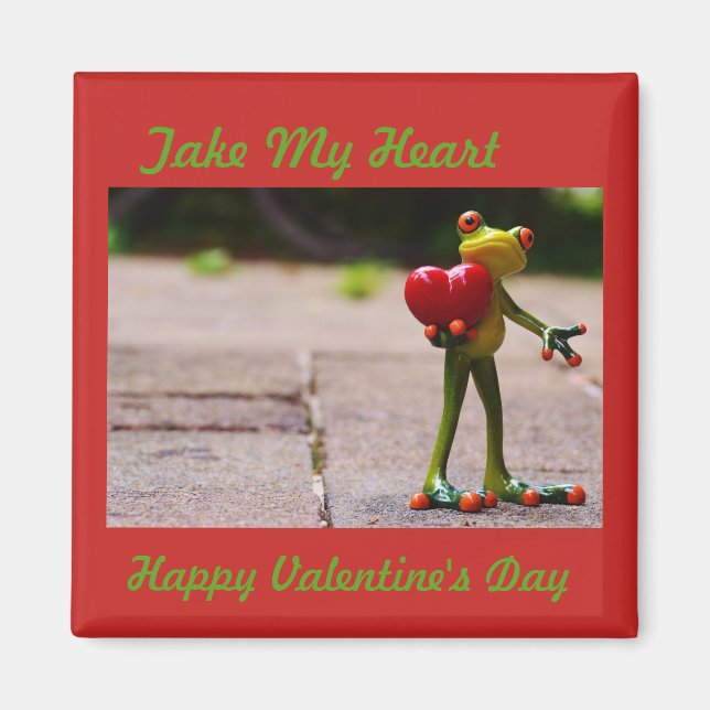CUTE FROG HOLDING HEART MAGNET (Front)