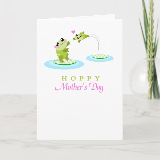 Cute Frog Hoppy Happy Mothers Day card (Front)