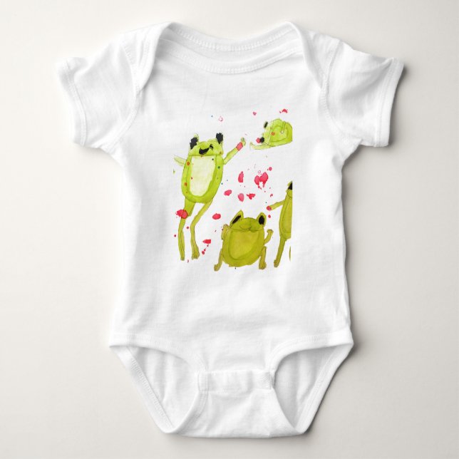 Cute frog illustration baby bodysuit (Front)