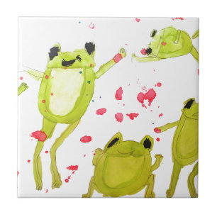 Cute frog illustration tile
