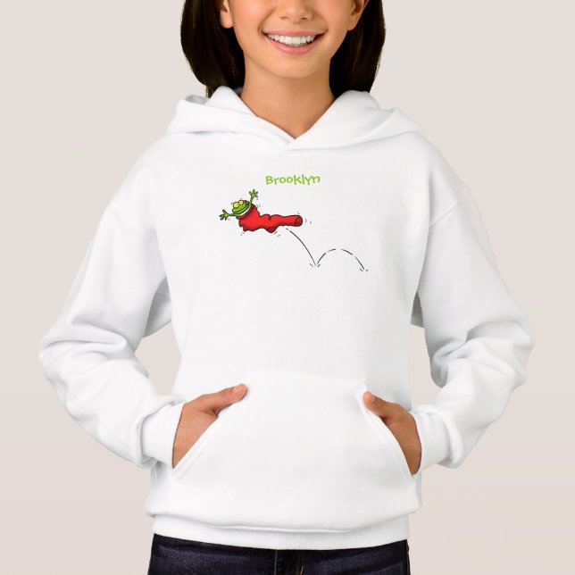 Cute frog in a red sock jumping cartoon (Front)