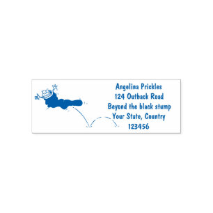 Cute frog in a red sock jumping cartoon self-inking stamp