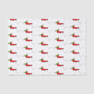 Cute frog in a red sock jumping cartoon tissue paper