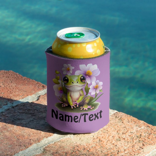 Cute Frog in Flowers Can Cooler (In Situ Pool)