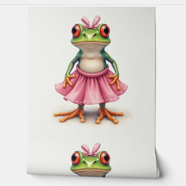 Cute Frog in Pink Wallpaper (Unrolling)