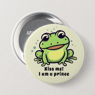 Cute frog kiss me 3 inch round button