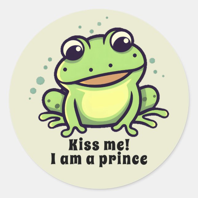 Cute frog kiss me classic round sticker (Front)