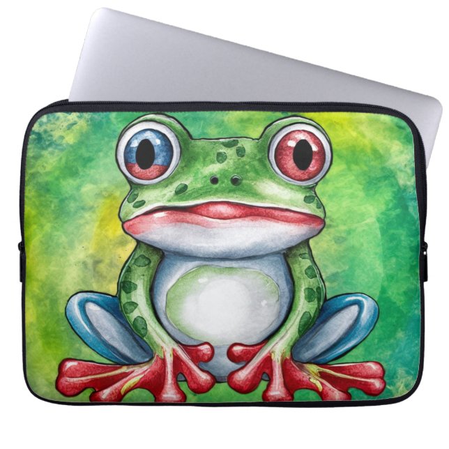 Cute Frog Laptop Sleeve (Front)