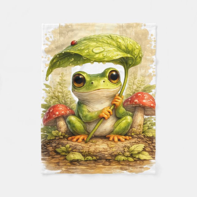 Cute Frog Leaf Umbrella Blanket – Kawaii (Front)