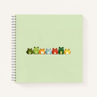 Cute Frog Lineup – Colourful Kawaii Animal Art Notebook