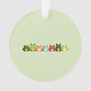 Cute Frog Lineup – Colourful Kawaii Animal Art Ornament