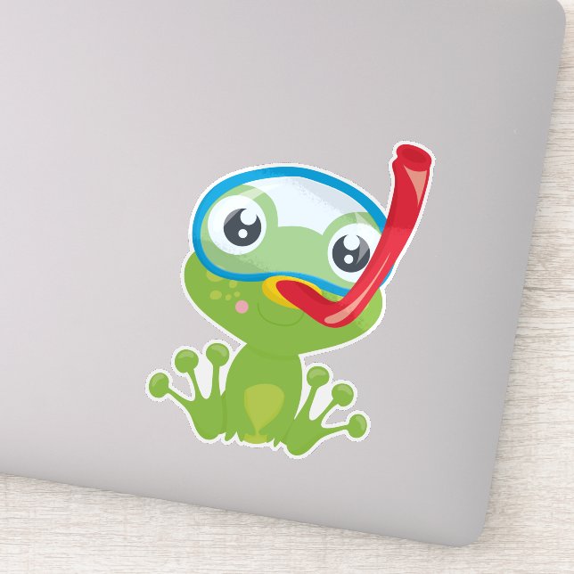 Cute Frog, Little Frog, Green Frog, Snorkel (Detail)
