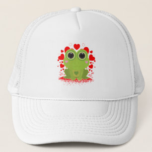 Cute Frog Love Hearts XOXO Kawaii Valentine Trucker Hat
