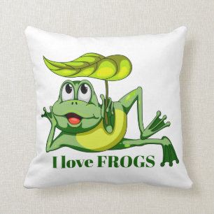 Cute frog lovers add message decor pillow