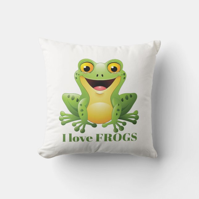 cute frog lovers add message decor throw pillow (Front)