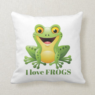 cute frog lovers add message decor throw pillow