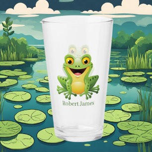 cute frog lovers add name Glass
