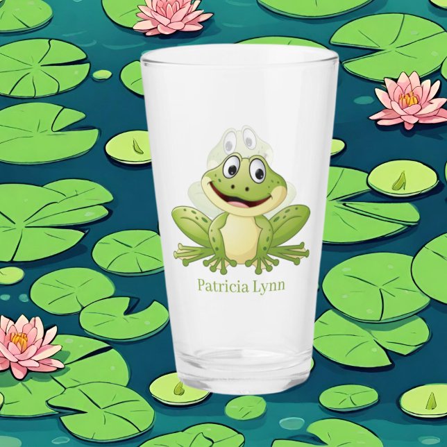 cute frog lovers add name Glass (Creator Uploaded)