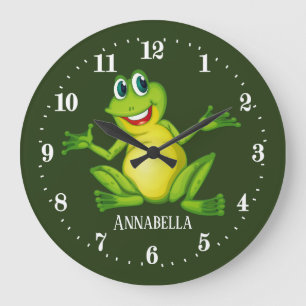cute frog lovers add name large clock
