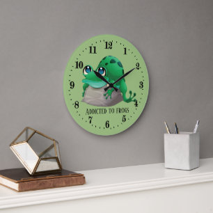 cute frog lovers add text large clock