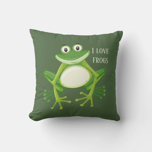 cute frog lovers add text  throw pillow (Front)