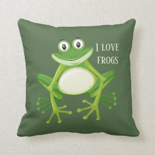 cute frog lovers add text  throw pillow