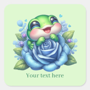 Cute frog lovers customizable square sticker