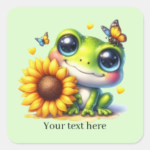 Cute frog lovers customizable  square sticker