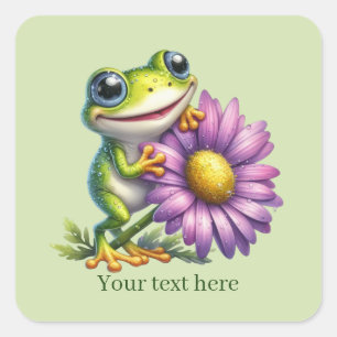 Cute frog lovers customizable  square sticker