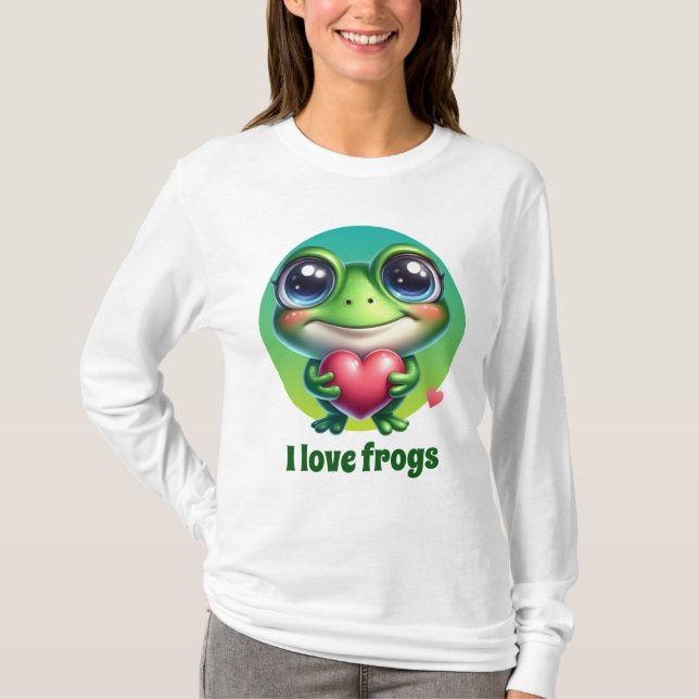 Cute frog lovers customizable  T-Shirt (Front)