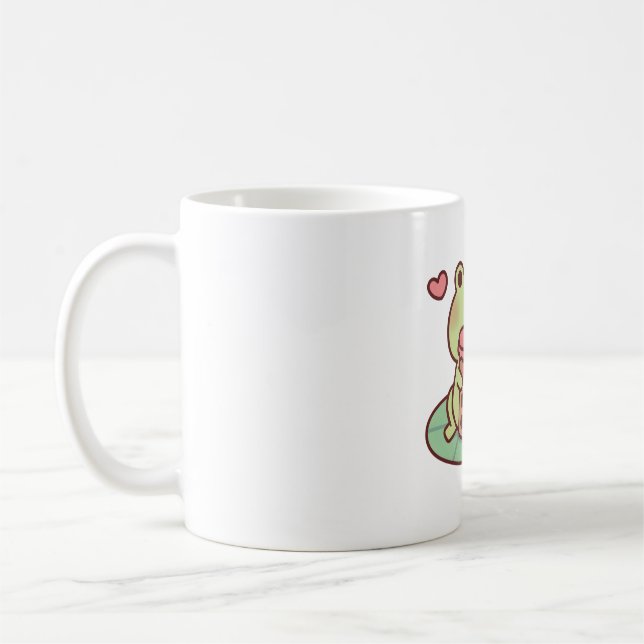 Cute Frog Loves Drinking Bubble Tea Coffee Mug (Left)