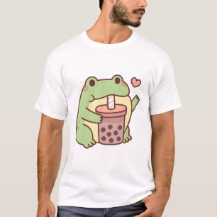 Cute Frog Loves Drinking Bubble Tea  T-Shirt