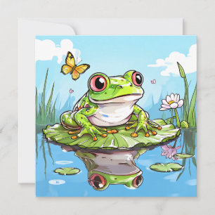 Cute Frog on a Lily Pad Cute