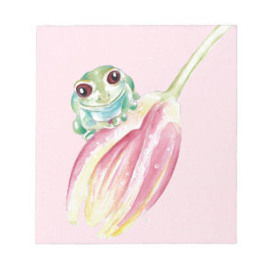 Cute Frog On Pink Notepad