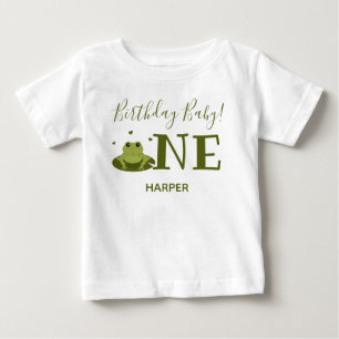 Cute Frog One Name First Birthday Baby T-Shirt