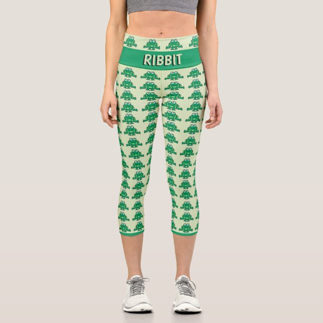 Cute Frog Pattern Capri Leggings (Front)