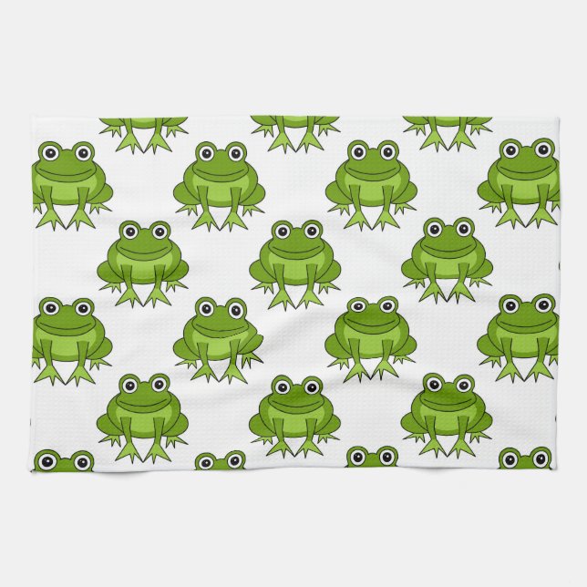 Cute Frog Pattern Kitchen Towel (Horizontal)