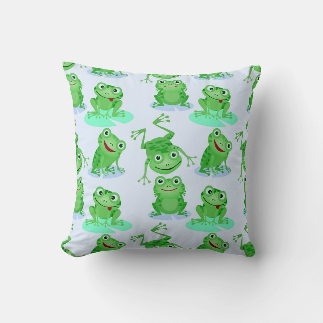 Cute Frog Pattern Throw Pillow (Front)