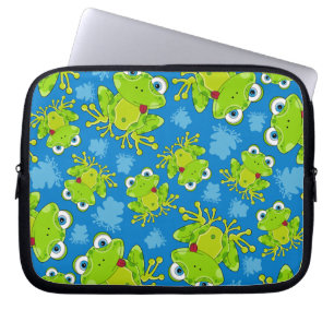 Cute Frog Patterned Laptop Case