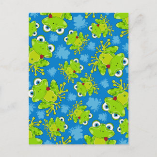 Cute Frog Patterned Postcard